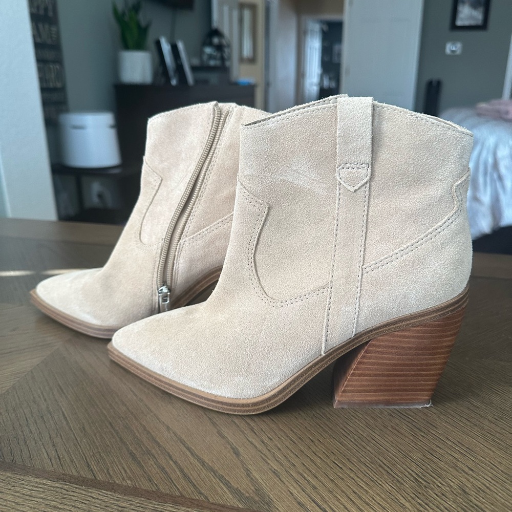 Beige Suede Ankle Boots